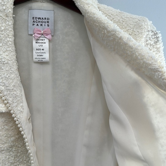 Edward Archour Paris Ivory Pearl Accent Jacket size M - Picture 5 of 7